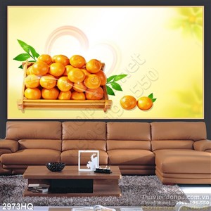 Tranh hoa lá và cam đẹp