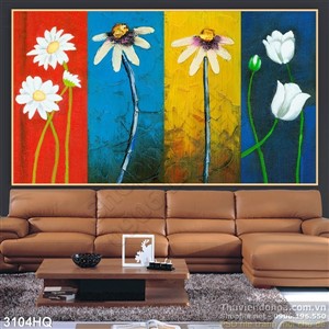 Tranh hoa lá sơn dầu nghệ thuật