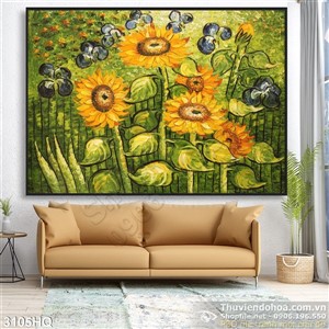 Tranh hoa hướng dương sơn dầu