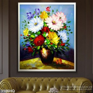 Tranh bình hoa sơn dầu