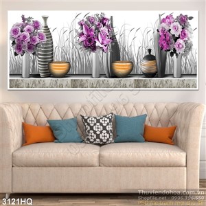 Tranh bình hoa trang trí phòng khách hiện đại