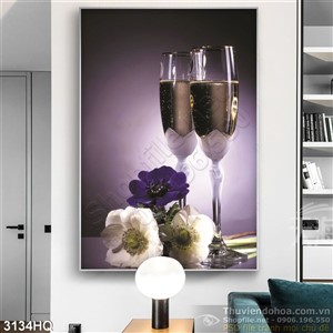 Tranh nha hang quan an Ly rượu trang trí