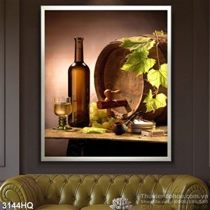 Tranh nha hang quan an rượu vang