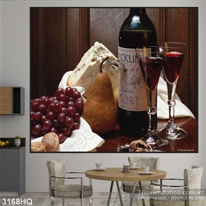 Tranh rượu nho trang trí quán