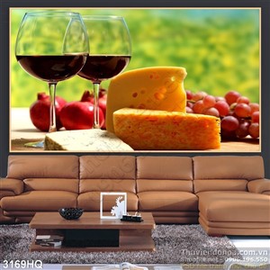 Tranh hoa vang và trái cây