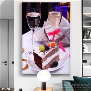 Tranh rượu và bánh kem