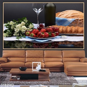 Tranh nha hang quan an rượu và bánh mỳ