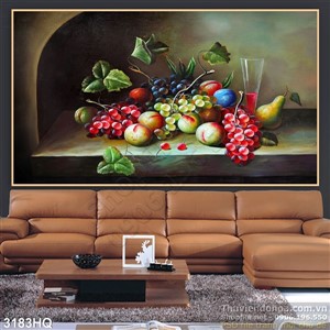 Tranh sơn dầu hoa quả Châu Âu