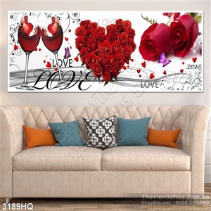 Tranh hoa Valentine trang trí