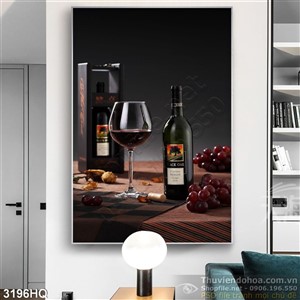 Tranh nha hang quan an rượu nho
