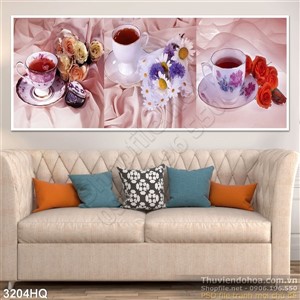 Tranh hoa và tách trà
