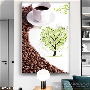 Tranh cà phê và cây trang trí
