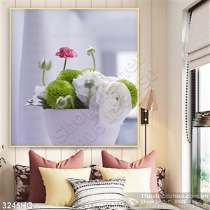 Tranh hoa lá trang trí phòng ngủ