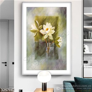 Tranh hoa Sen sơn dầu trang trí đẹp