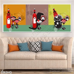 Tranh chai rượu trang trí đẹp