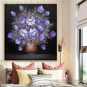 Tranh bình hoa treo tường phòng khách