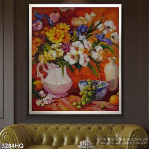 Tranh hoa  sơn dầu trang trí đẹp