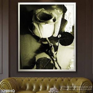 Tranh hoa hồng nhiếp ảnh trắng đen