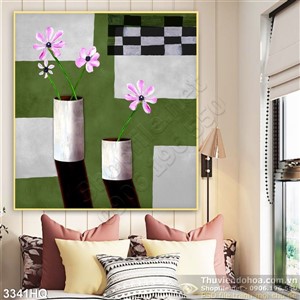 Tranh hoa lá sơn dầu hiện đại