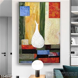 Tranh bình hoa sơn dầu trang trí