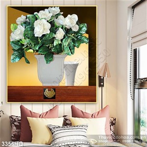 Tranh bình hoa hồng trang trí phòng khách