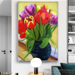 Tranh sơn dầu hoa tulip đẹp