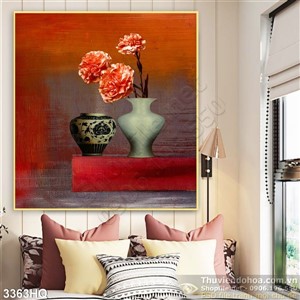 Tranh hoa sơn dầu cẩm chướng