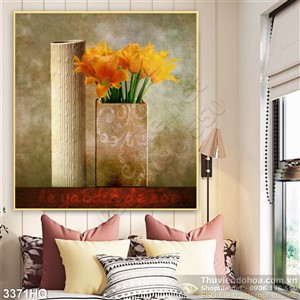 Tranh bình hoa sơn dầu đẹp