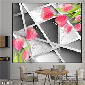 Tranh hoa tulip trang trí phòng khách