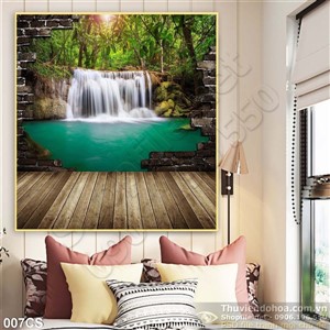Tranh cửa sổ thác nước trang trí tường đẹp