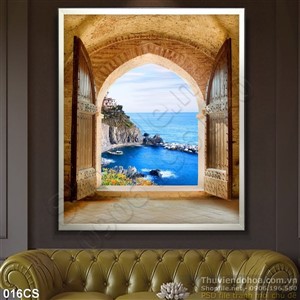 Tranh cửa sổ nhìn ra biển treo tường đẹp