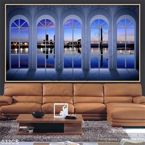 Tranh cửa sổ trang trí phòng khách đẹp