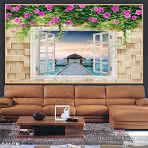 Tranh cửa sổ và biển đẹp độc đáo