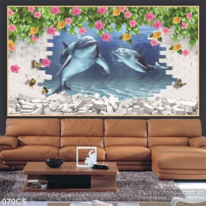 Tranh cửa sổ và cá heo