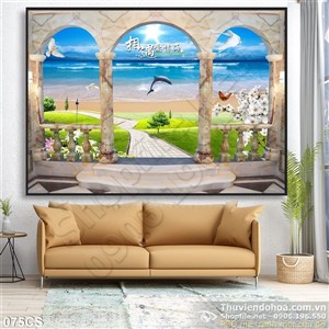 Tranh cửa sổ và biển trang trí phòng khách