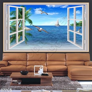 Tranh cửa sổ nhìn ra đại dương đẹp