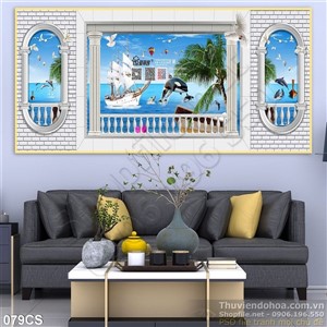 Tranh cửa sổ nhìn ra hướng biển