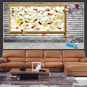 Tranh cửa sổ và cá trang trí tường