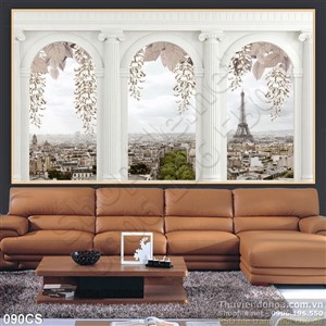 Tranh cửa sổ phong cách châu Âu trang trí