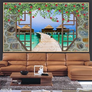 Tranh cửa sổ nhìn ra biển đẹp