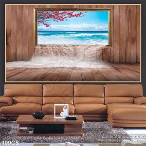 Tranh cửa sổ và biển trag trí phòng khách