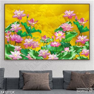 Tranh sen đua nở Tranh sen đua nở