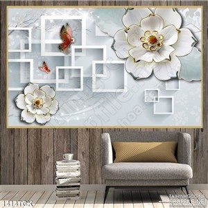 Tranh in lụa hoa sen trắng ngọc Tranh in lụa hoa sen trắng ngọc