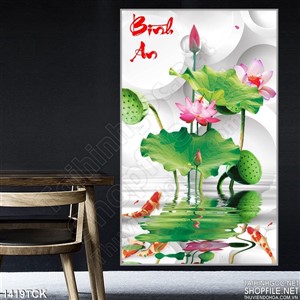 Tranh in 3D sen nở bình an Tranh in 3D sen nở bình an