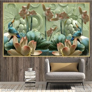 Tranh in kính sen nở Tranh in kính sen nở