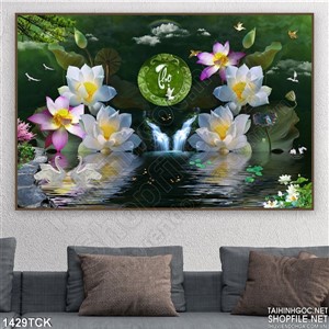 Tranh in hoa sen Thọ Tranh in hoa sen Thọ