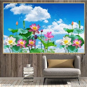 Tranh hoa sen in màu Tranh hoa sen in màu