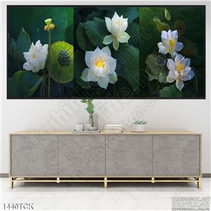 Tranh 3 bức sen trắng Tranh 3 bức sen trắng