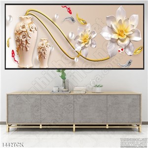 Tranh in tường sen ngọc trong bình Tranh in tường sen ngọc trong bình