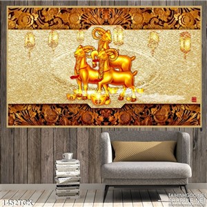 Tranh in 3 con dê thần tài Tranh in 3 con dê thần tài